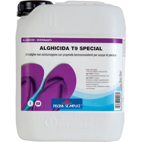 LAPI Alghicida T9 Special 5 Lt Anti Alghe Non Schiumogeno Effetto azzurrante