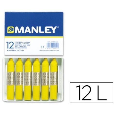 Lapices cera manley unicolor amarillo limon -caja de 12 n.2