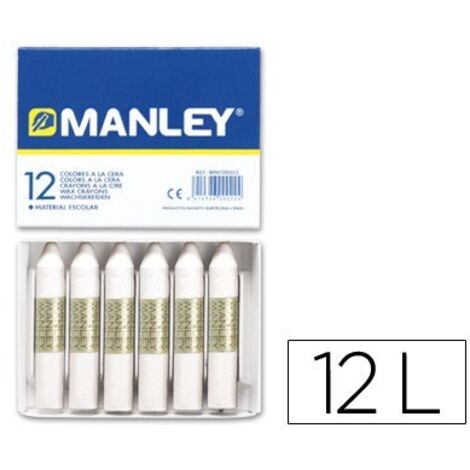 Lapices cera manley unicolor blanco -caja de 12 n.1