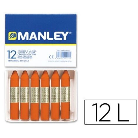 Lapices cera manley unicolor naranja -caja de 12 n.6