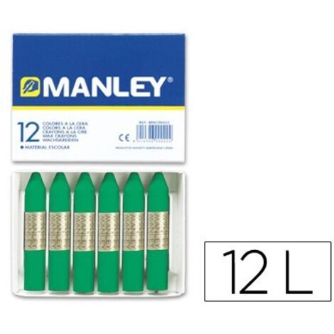 Lapices cera manley unicolor verde natural -caja de 12 n.21