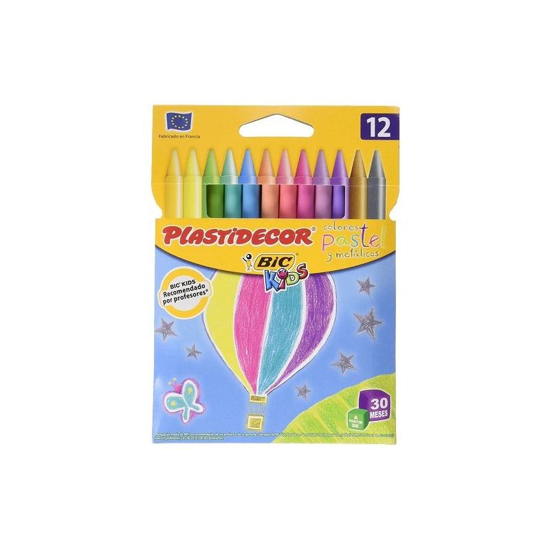 

Lapices cera Plastidecor caja de 12 unidades pastel Multicolor