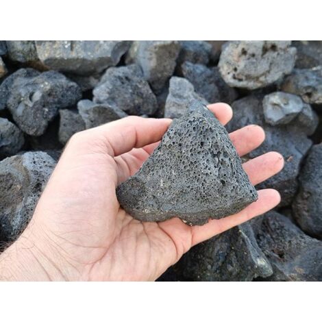 Lapillo vulcanico nero, lava vulcanica 50/100 mm (n° 1 ciottolo per acquari)
