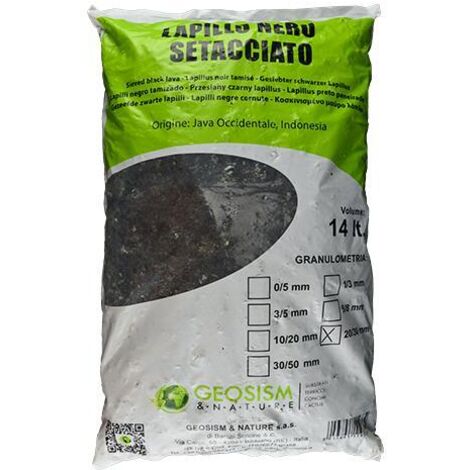 Lapillo vulcanico nero setacciato Geosism, lava vulcanica 20/30 mm (14 lt)