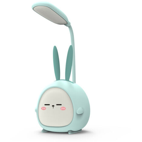 (Lapin bleu) Lampe de bureau LED portable avec veilleuse lapin mignonne, lampe de lecture pliable pour la chambre