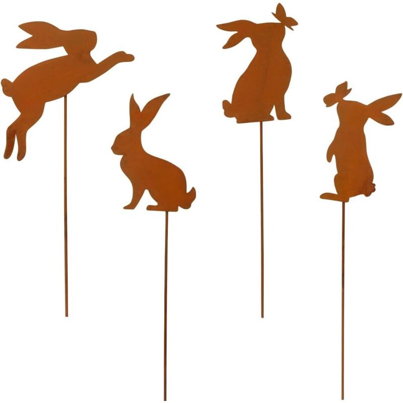 Lapin Decoration Exterieur Rouillé,4 Lapins Decoration ,Lapin Métal Rouille décoration de Jardin,Rouillé Déco Lapin,Decoration Jardin Exterieur