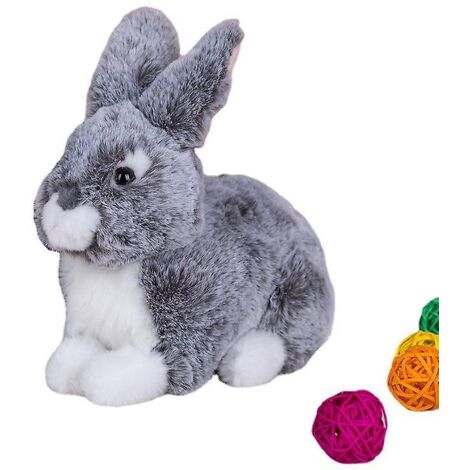 Lapin en peluche gris, jouet en peluche - Reproduction réaliste d'un animal - Cadeau d'anniversaire