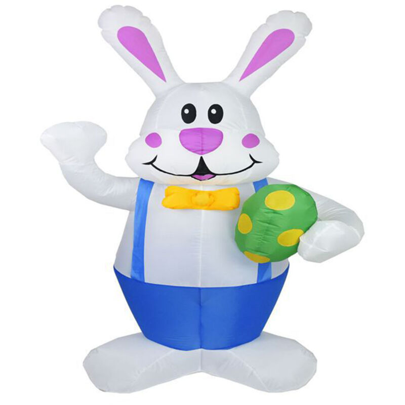 Lapin gonflable lumineux LED pour Pâques, 1,9 m - Décoration extérieure colorée pour jardin et pelouse