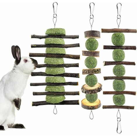 Lapin Jouets à Mâcher 3 Pcs Petit Animal Nature Timothy Foin Gâteau Pomme Bâtons Soins Dentaires Collations Chinchilla Cobaye Gerbille Mâcher Molaire Dent Accessoires