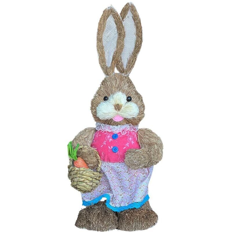 Okaffarefatto - Lapin lapin en paille de raphia de 60 cm de haut pour décorations