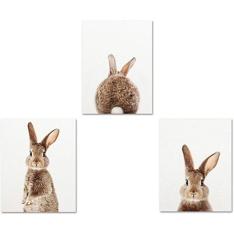 Lapin photo mignon animal lapin pépinière mur Art affiche enfant toile impression peinture Style nordique enfants bébé chambre décoration-pas de cadre(40x60cm)
