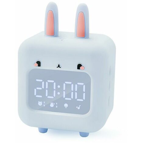 Lapin réveil intelligent étudiant spécial petit réveil musique pour enfants horloge avec veilleuse Cisea