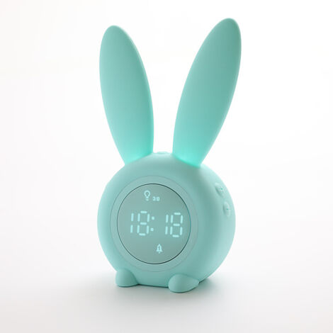 Lapin Réveil LED Mini Étudiant Électronique Réveil avec Veilleuse (Vert)