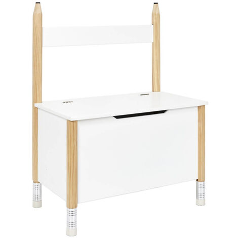 LAPIS - Coffre de Rangement et Assise Blanc pour Enfant Base Crayons