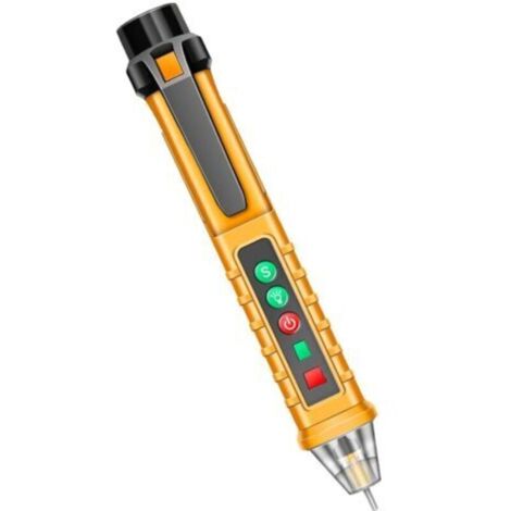 Lápiz comprobador de voltaje sin contacto con función de autodiagnóstico, resistente al desgaste, lápiz comprobador de voltaje multifuncional para electricistas, AMARILLO