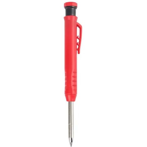 Lápiz de carpintero macizo con mina recargable y sacapuntas integrado para perforaciones profundas, portaminas para marcar herramientas de carpintería, lápiz rojo