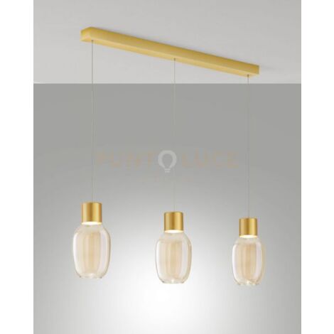 LAPO LAMPADA A SOSPENSIONE COGNAC 3 LUCI LINEARE A LED 3000K - 36W - 3900 lm DIMMERABILE