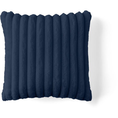 Laponie - coussin - en fausse fourrure côtelé - 40x40 cm - bleu ardoise