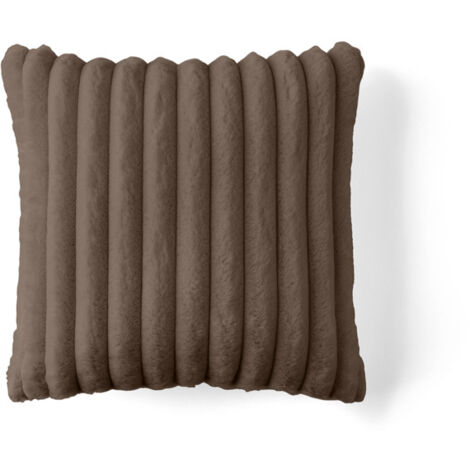 Laponie - coussin - en fausse fourrure côtelé - 40x40 cm - marron