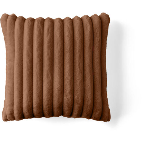 Laponie - coussin - en fausse fourrure côtelé - 40x40 cm - rouille