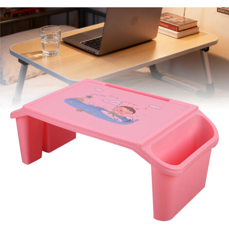 Laptop-Betttisch Brückenförmiges Design mit Stauraum Abgerundete Kanten Minimalistisch Ideal für Studenten Rosa ABS 54 cm x 27 cm x 19 cm