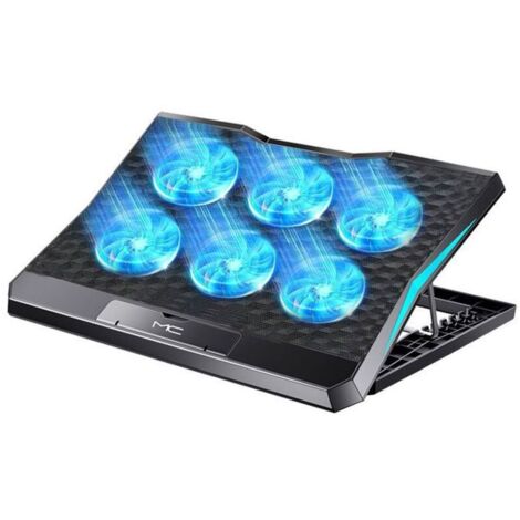 Laptop Cooler with 6 Silent Fans, Adjustable Airflow, Adjustable Height for 12" to 16" Laptops