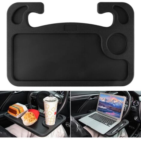 Laptop-Lenkradhalterung, vielseitiges Reisezubehör, Autositztabletts zum Essen, Konsole unter dem Lenkrad (schwarz)