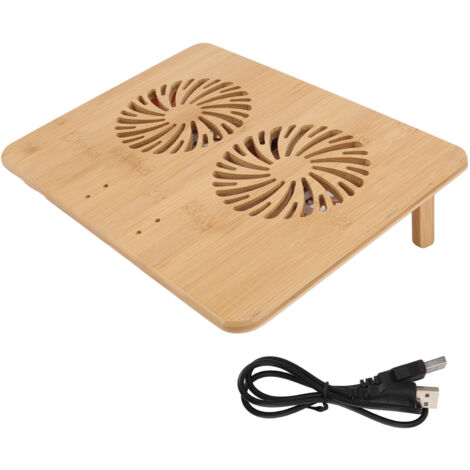 Laptopständer aus Bambus mit zwei Lüftern, ergonomischem Design, verstellbarem Winkel und tragbar
