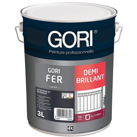 Laque antirouille et décoration glycéro demi-brillante GORIFER FONCE, gris anthracite 7016, bidon de 1 litre - Gori