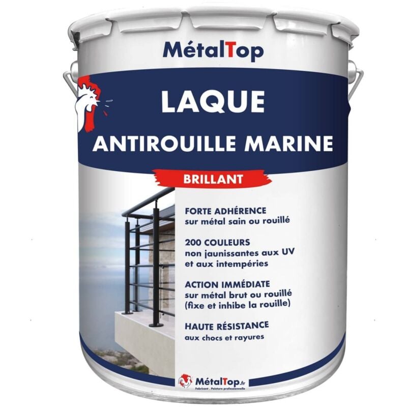 Metaltop - Laque Antirouille Marine - Pot 1 l - 9010 - Blanc pur