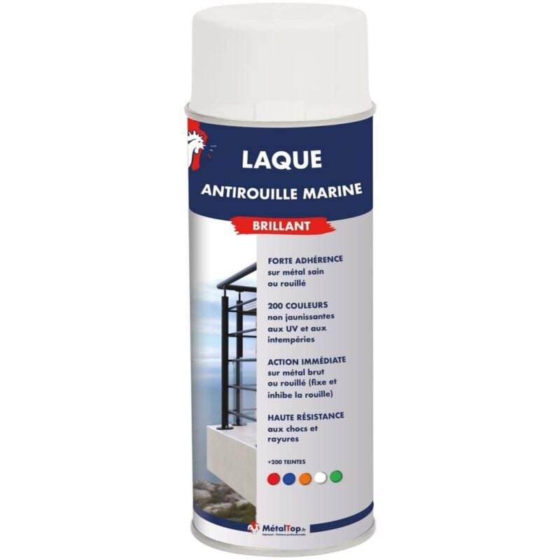 Metaltop - Laque Antirouille Marine - 0.4 l - Bombe 400 mL - 3005 - Rouge vin