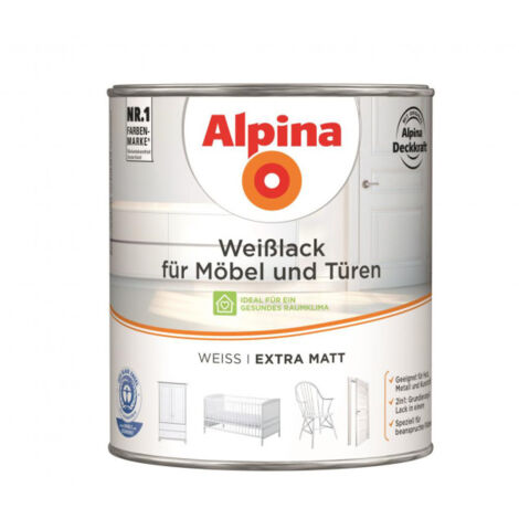 Laque blanche Alpina pour meubles et portes 2 L extra mate