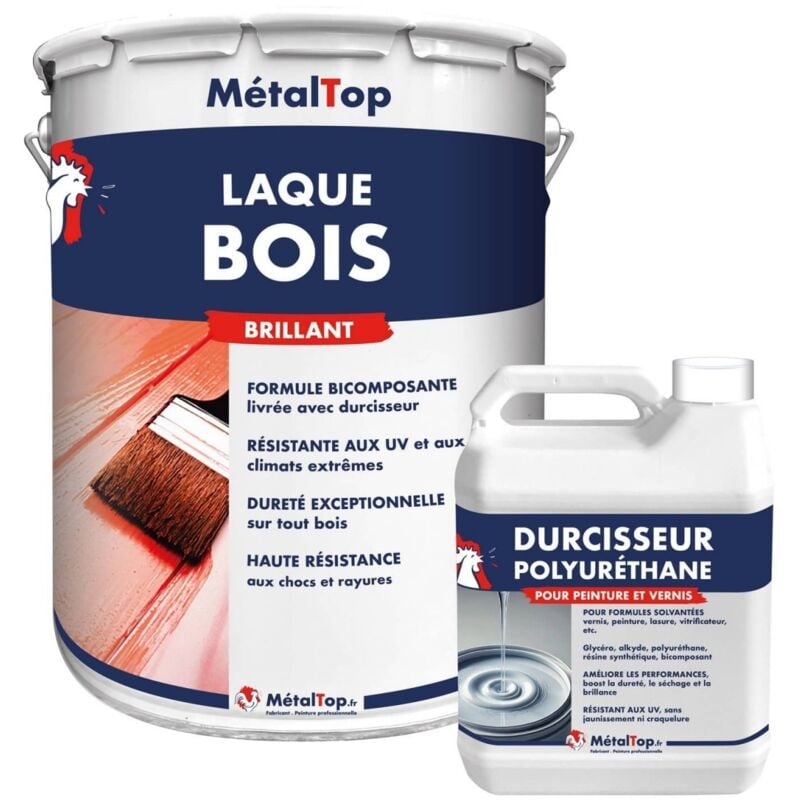 Laque Bois - Pot 5 l - 9017 - Noir signalisation Metaltop