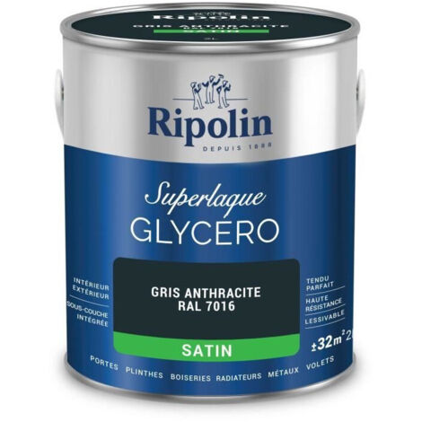Laque glycéro gris anthracite RAL 7016 satin - RIPOLIN - 2 L