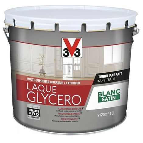 Laque Glycéro Multi-supports V33 Blanc Satin 10 L - Blanc