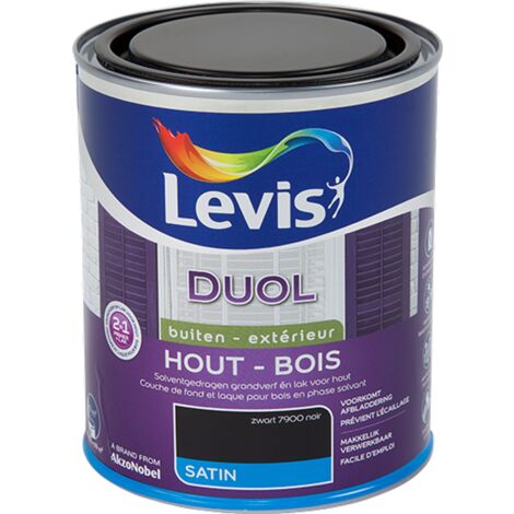 Laque Levis Duol Bois Extérieur Noir Satin 750ml - Noir