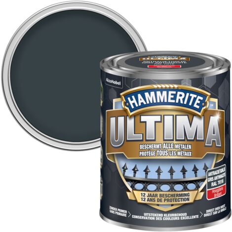 Laque métal Hammerite Ultima gris anthracite brillant 750ml - Gris Anthracite