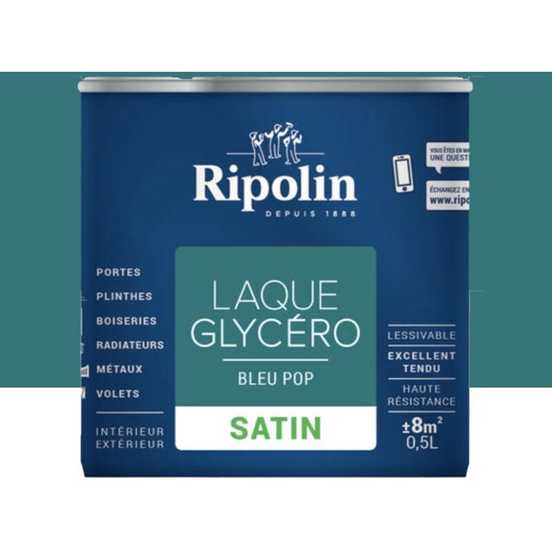 Laque Glycéro Ripolin Satin Bleu pop 0,5 l