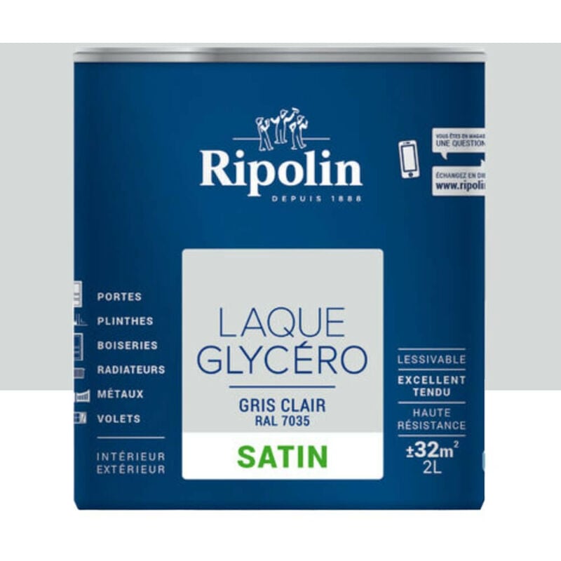 Laque Glycéro Ripolin Satin Gris Clair 2 L