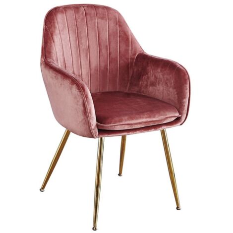 Lara Dining Chair Vintage Pink With Gold Legs (Pack of 2)