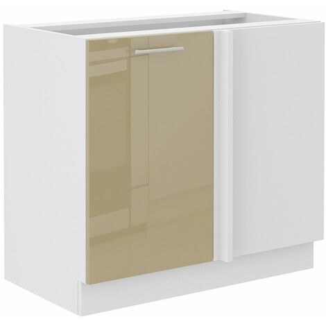 Lara Eckunterschrank 105 cm Cappuccino Hochglanz Küchenzeile Küchenblock Küche