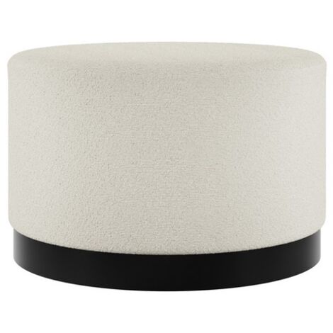 Lara Large Pouffe - Boucle/Metal - L60.5 x W60.5 x H35.5 cm - Ivory/Black Matte