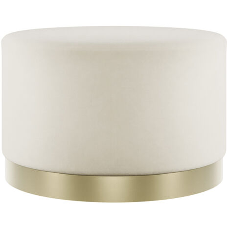 Lara Large Pouffe - Velvet/Metal - L60.5 x W60.5 x H35.5 cm - Cream/Gold Brushed