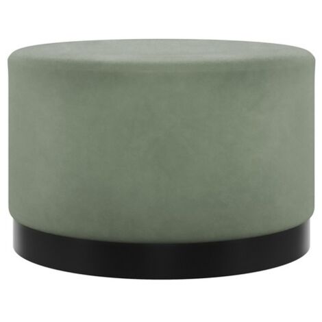 Lara Large Pouffe - Velvet/Metal - L60.5 x W60.5 x H35.5 cm - Sage/Black Matte