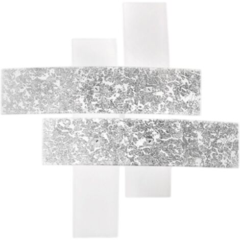 LARA P/G - APPLIQUE A PARETE  IN METALLO E VETRO BIANCO FOGLIA ARGENTO 4 LUCI ATTACCO E27 91X91CM
