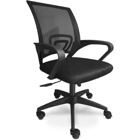 Sedia da ufficio Dachi, Poltrona direzionale a rete con braccioli, Seduta ergonomica  da ufficio, 66x68h120/132 cm, Nero