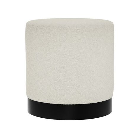 Lara Small Pouffe - Boucle/Metal - L41.5 x W41.5 x H44 cm - Ivory/Black Matte