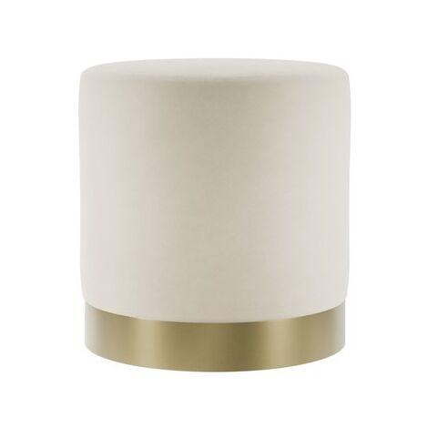 Lara Small Pouffe - Velvet/Metal - L41.5 x W41.5 x H44 cm - Cream/Gold Brushed