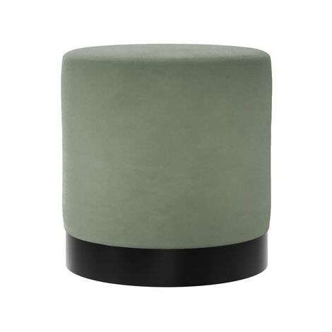 Lara Small Pouffe - Velvet/Metal - L41.5 x W41.5 x H44 cm - Sage/Black Matte