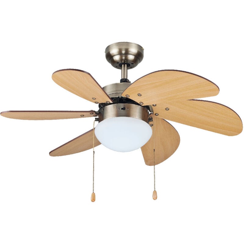 GSC - Larde ventilateur de plafond 2xE27 Ø82 6 pales dc Nickel